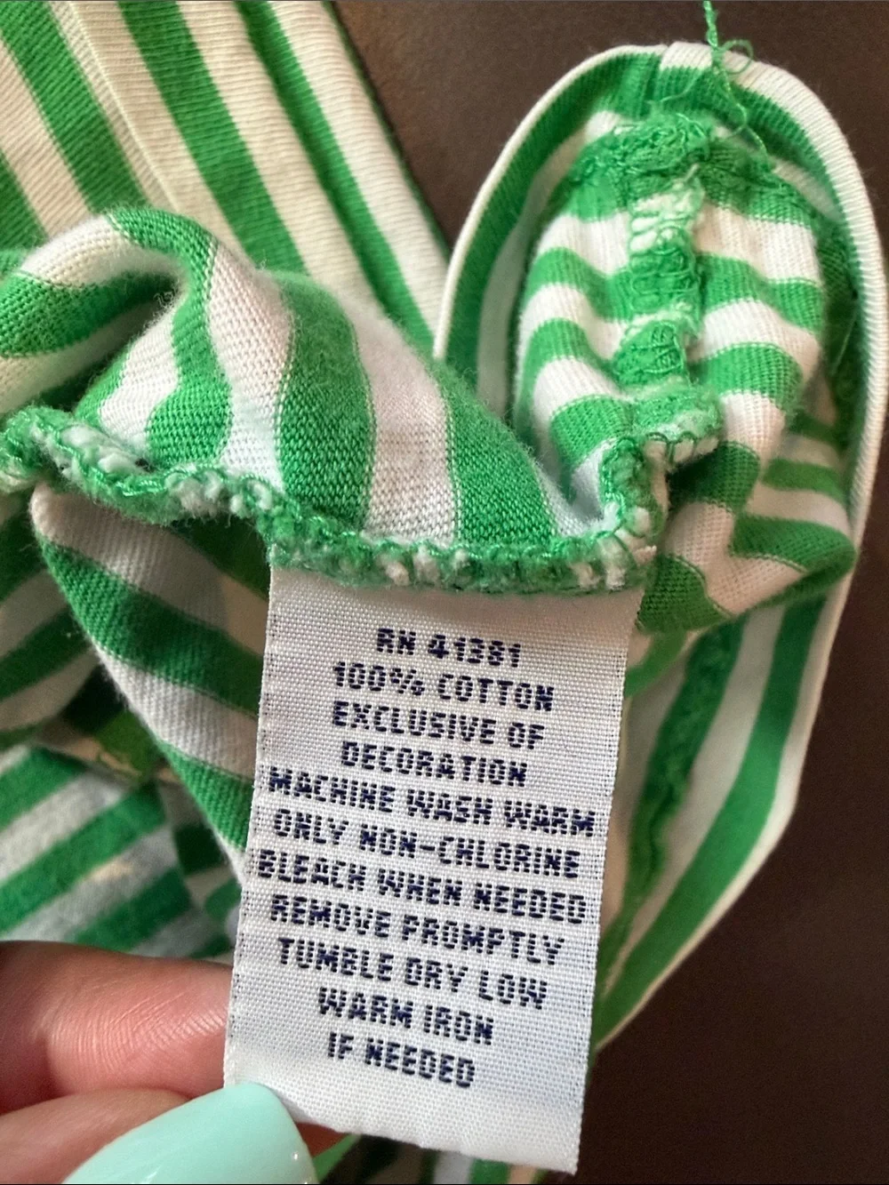 Polo Ralph Lauren Green & White Stripe Cotton Crewneck Tee
